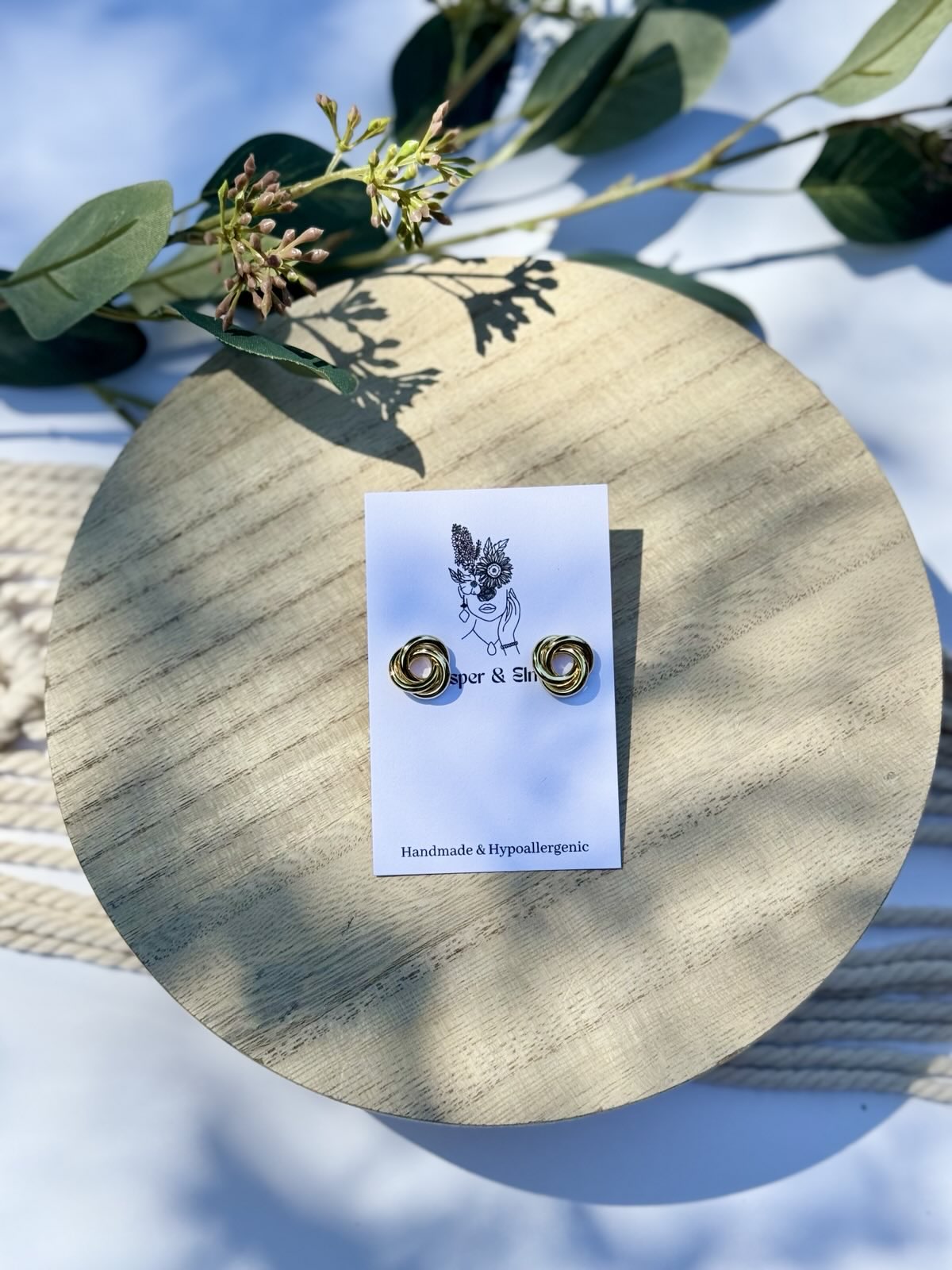 Woven Knot Gold Stud Earrings