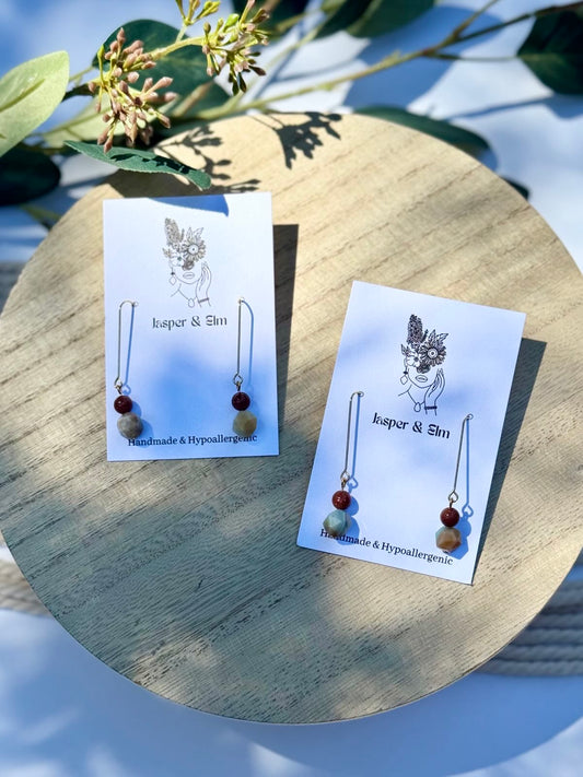 Sunstone & Amazonite Dangling Earrings