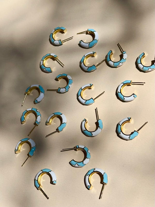 Cloudy Days Enamel Hoops