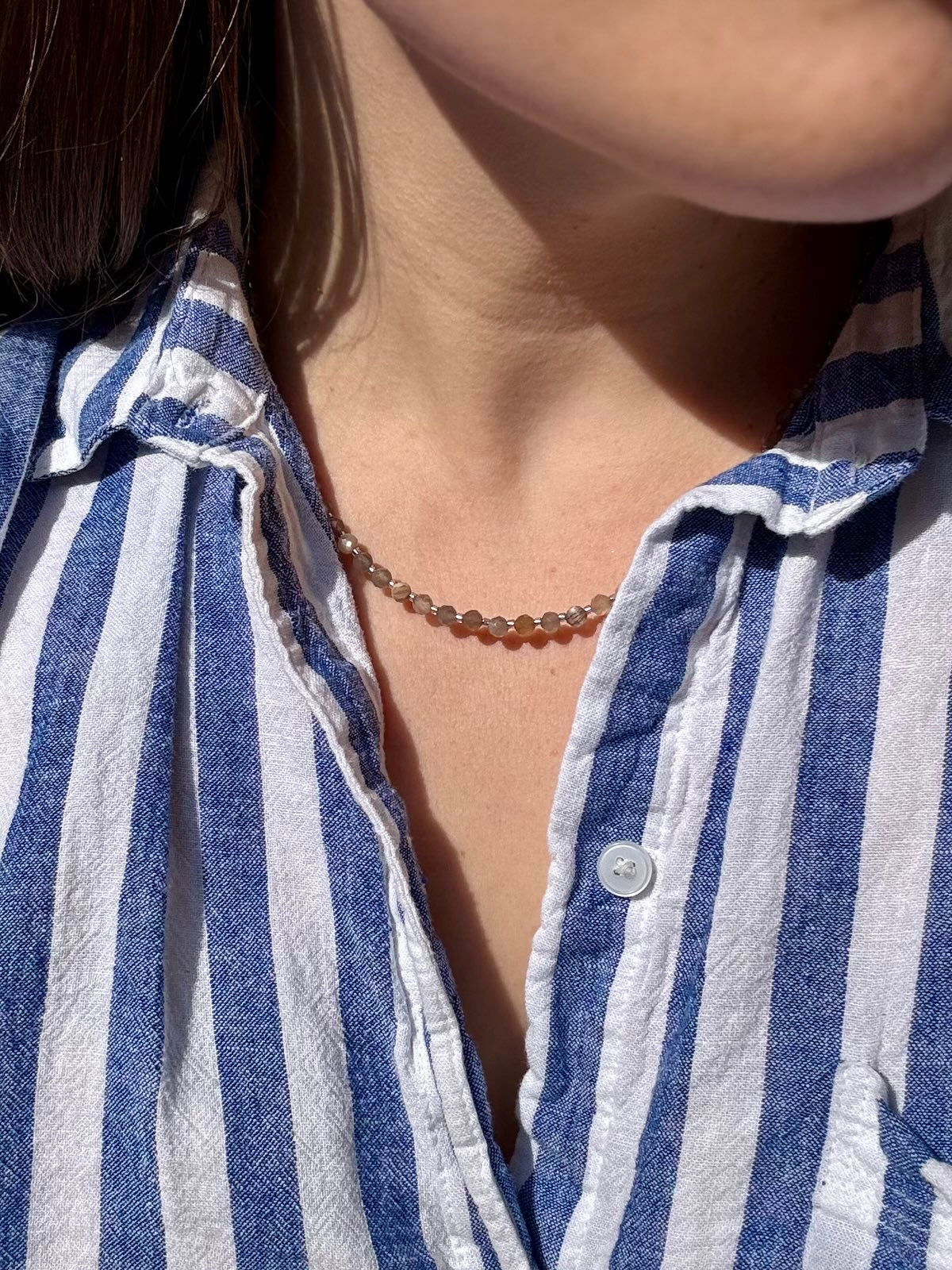 Peach Moonstone Gold-Filled Necklace