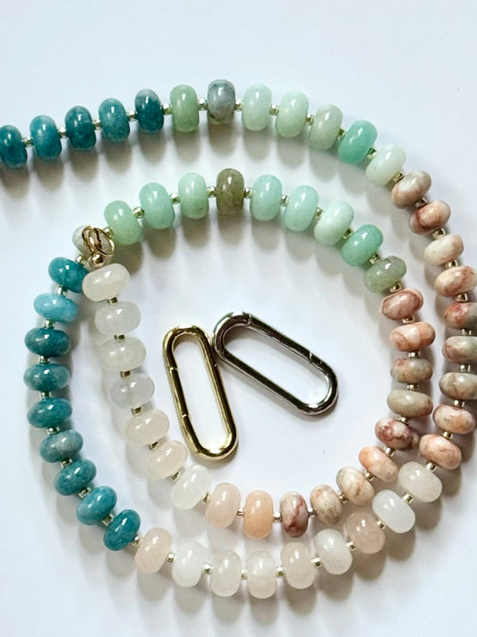 Beach Days Dyed Agate Gold-Filled Statement Necklace with Carabiner Clasp