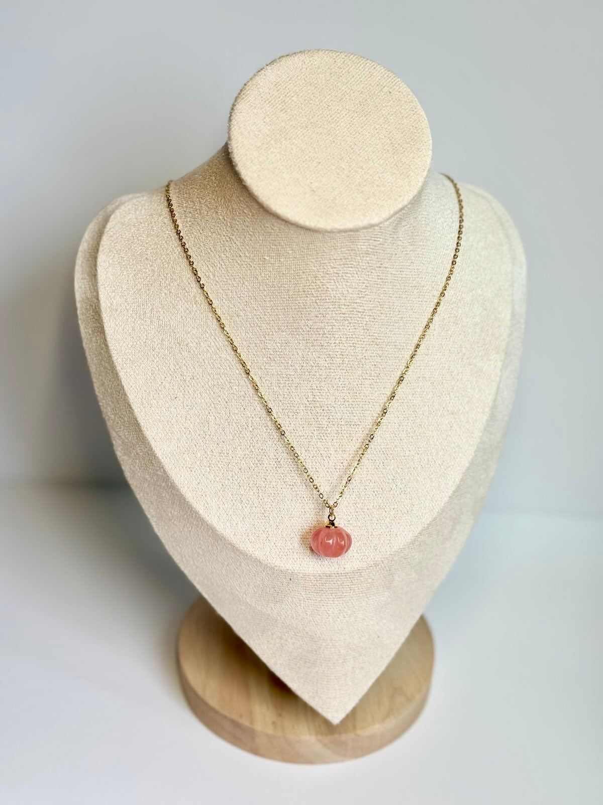 Pumpkin Gemstone Charm Necklace