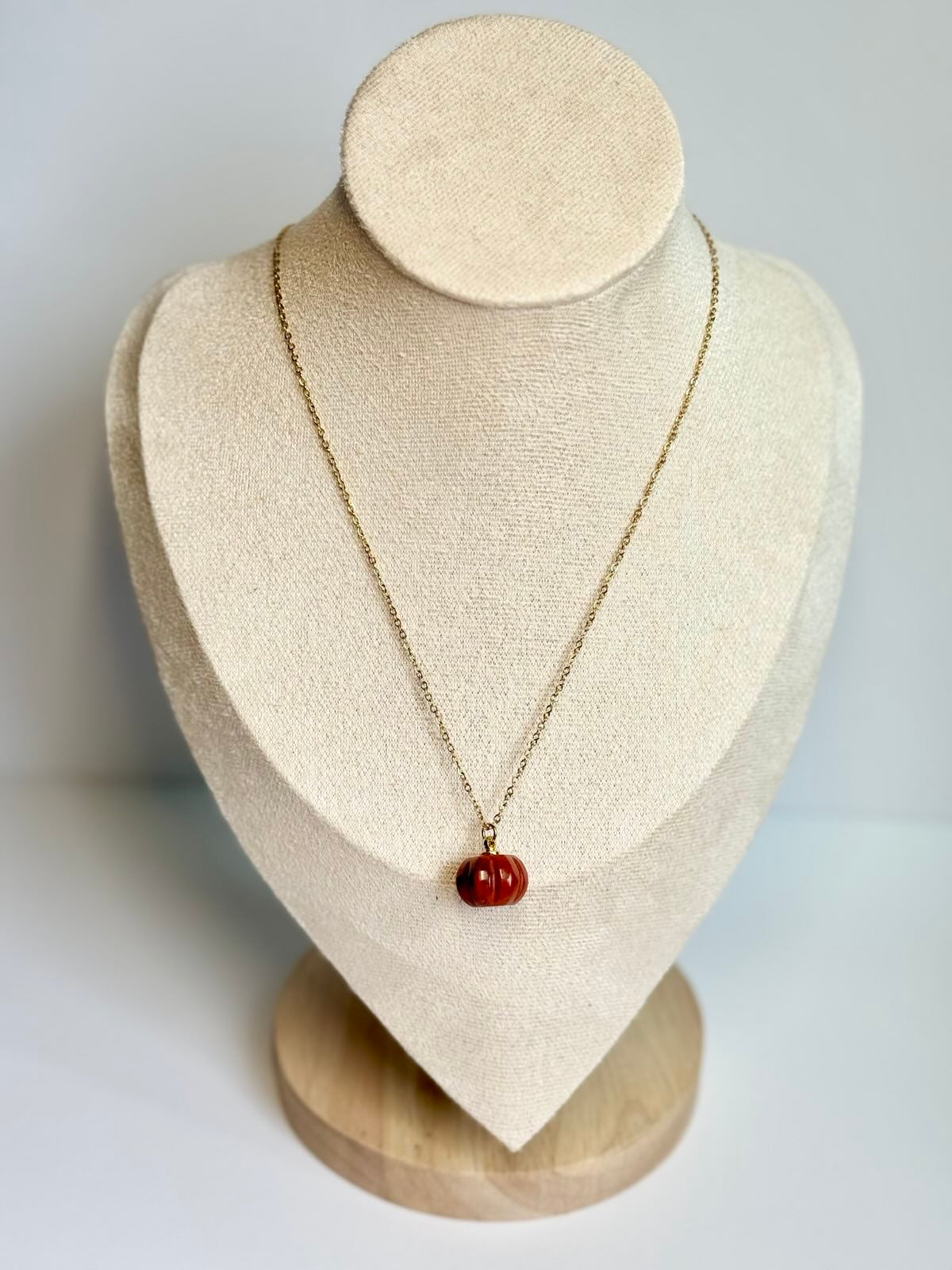 Pumpkin Gemstone Charm Necklace