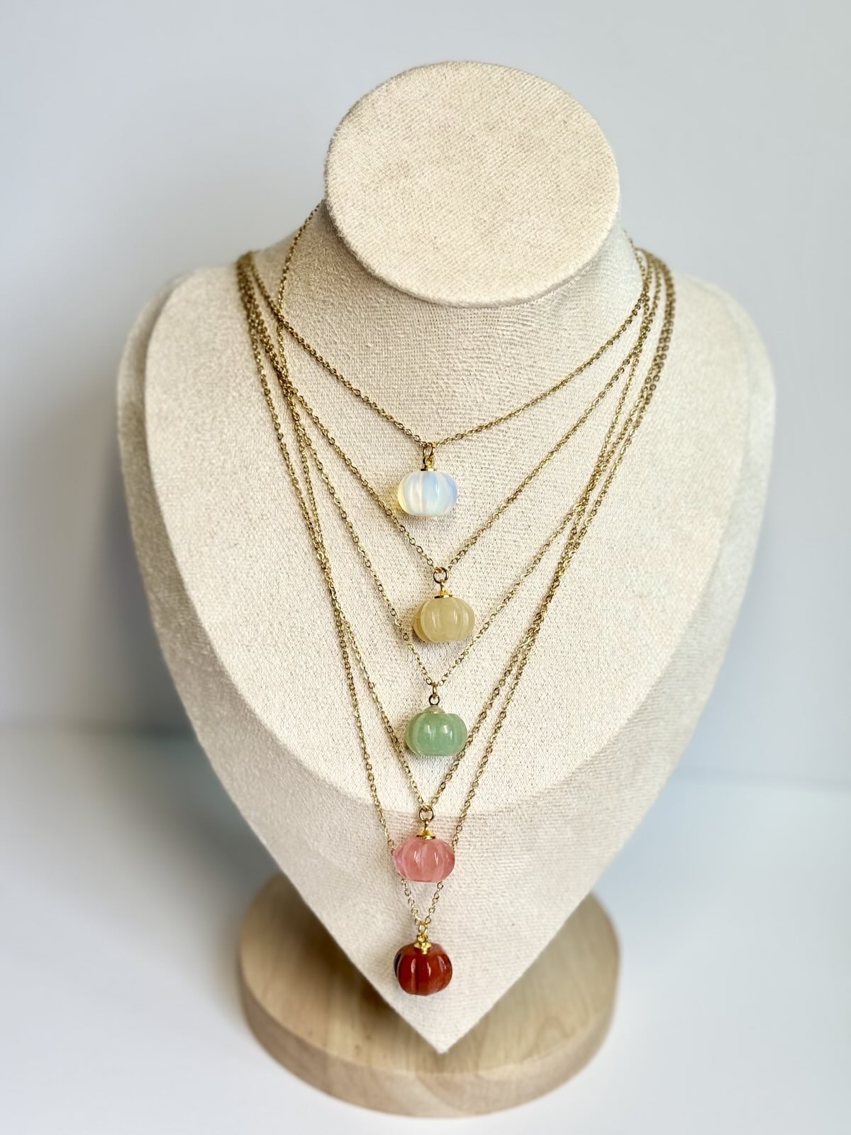 Pumpkin Gemstone Charm Necklace