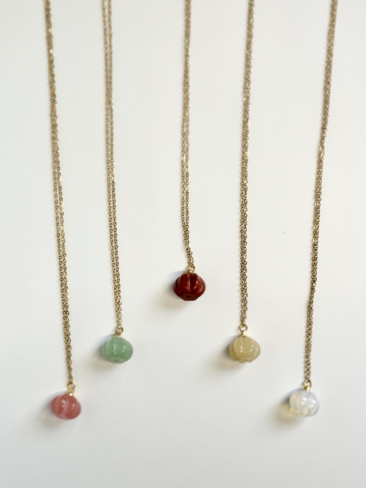 Pumpkin Gemstone Charm Necklace