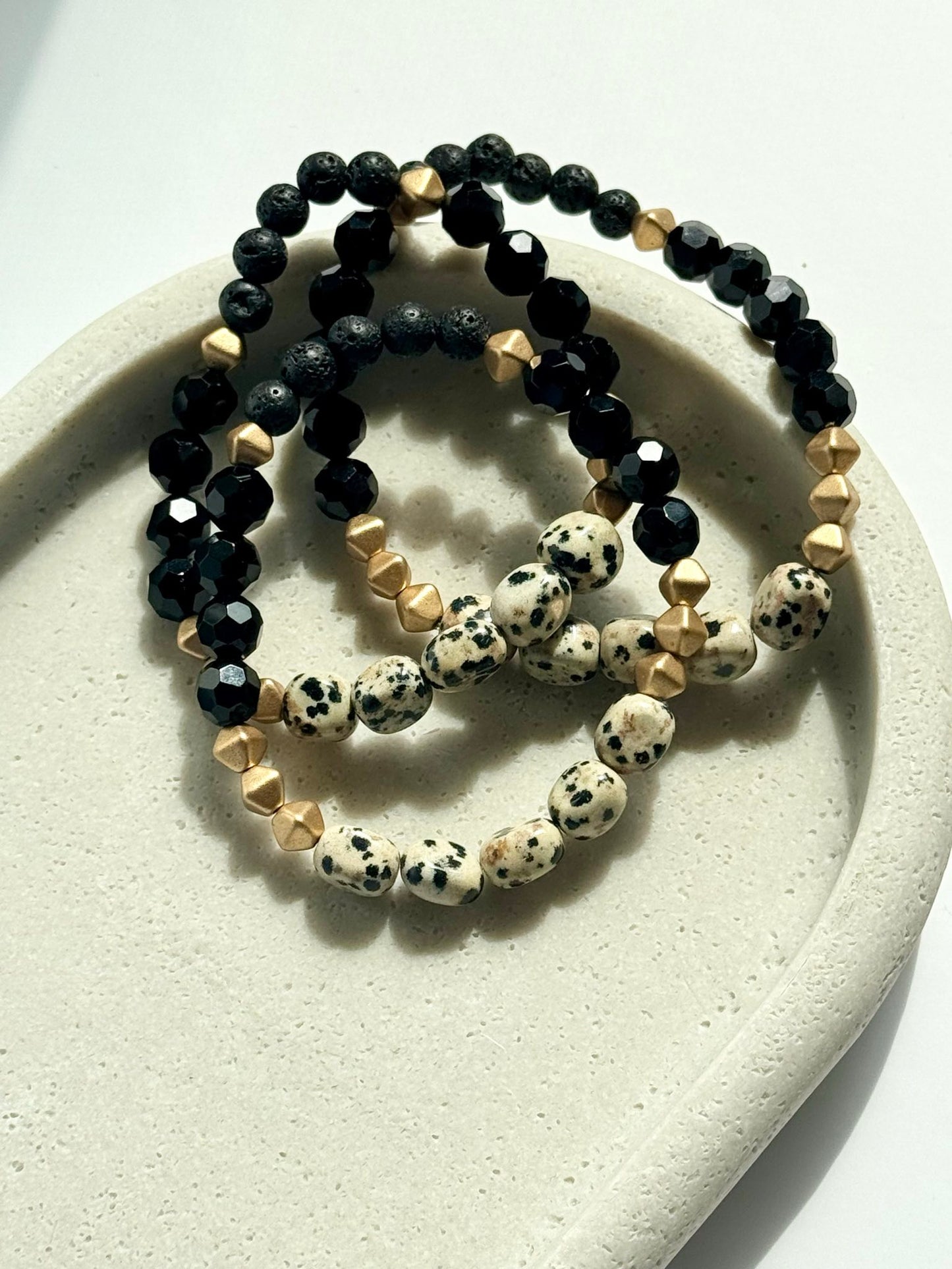 Dalmatian Jasper Aromatherapy Beaded Bracelet
