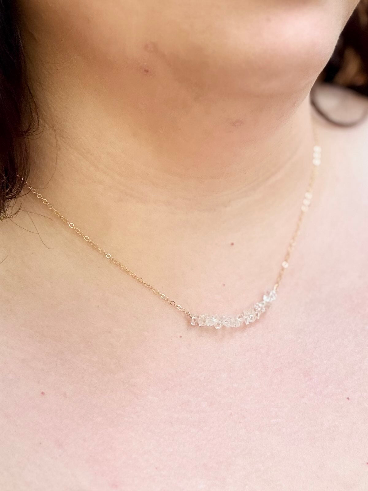 Herkimer "Diamond" Gold-Filled Bar Necklace