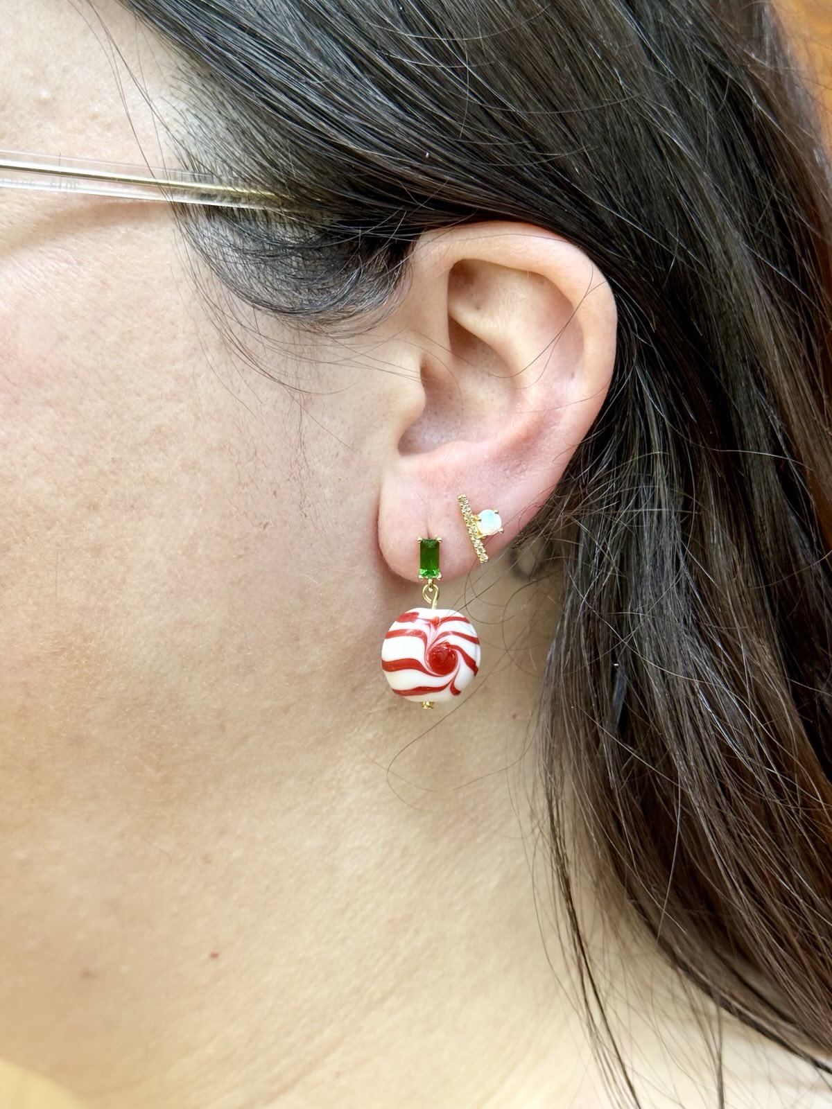 Peppermint Candy Beaded Earrings