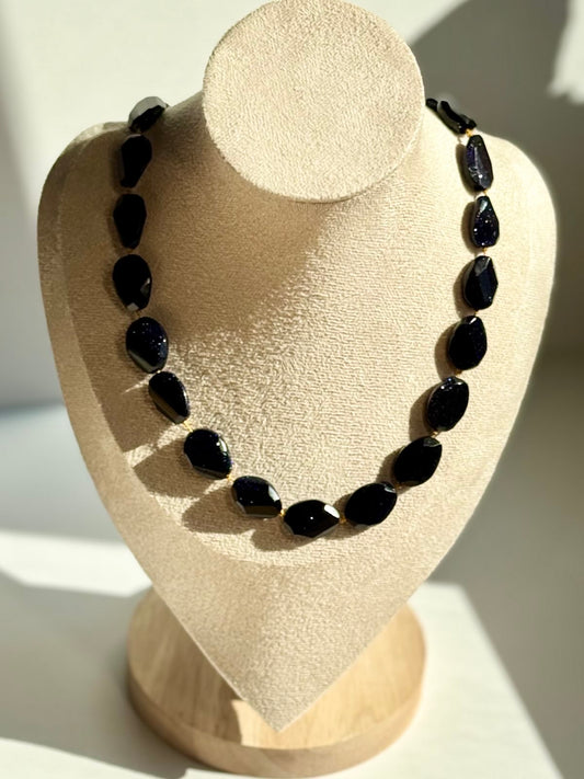 Blue Goldstone Gold-Filled Necklace