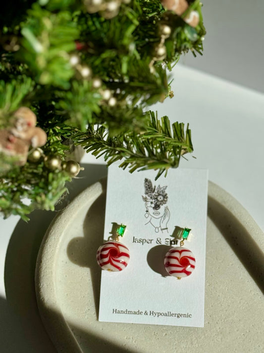 Peppermint Candy Beaded Earrings