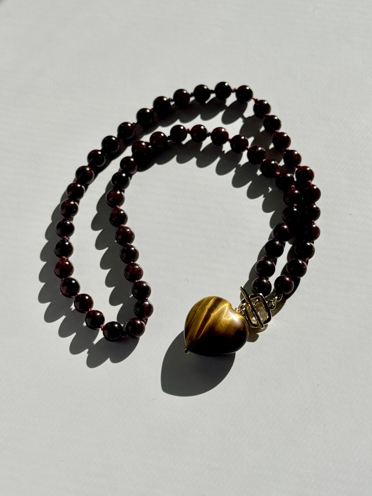 Knotted Garnet & Tiger's Eye Necklace