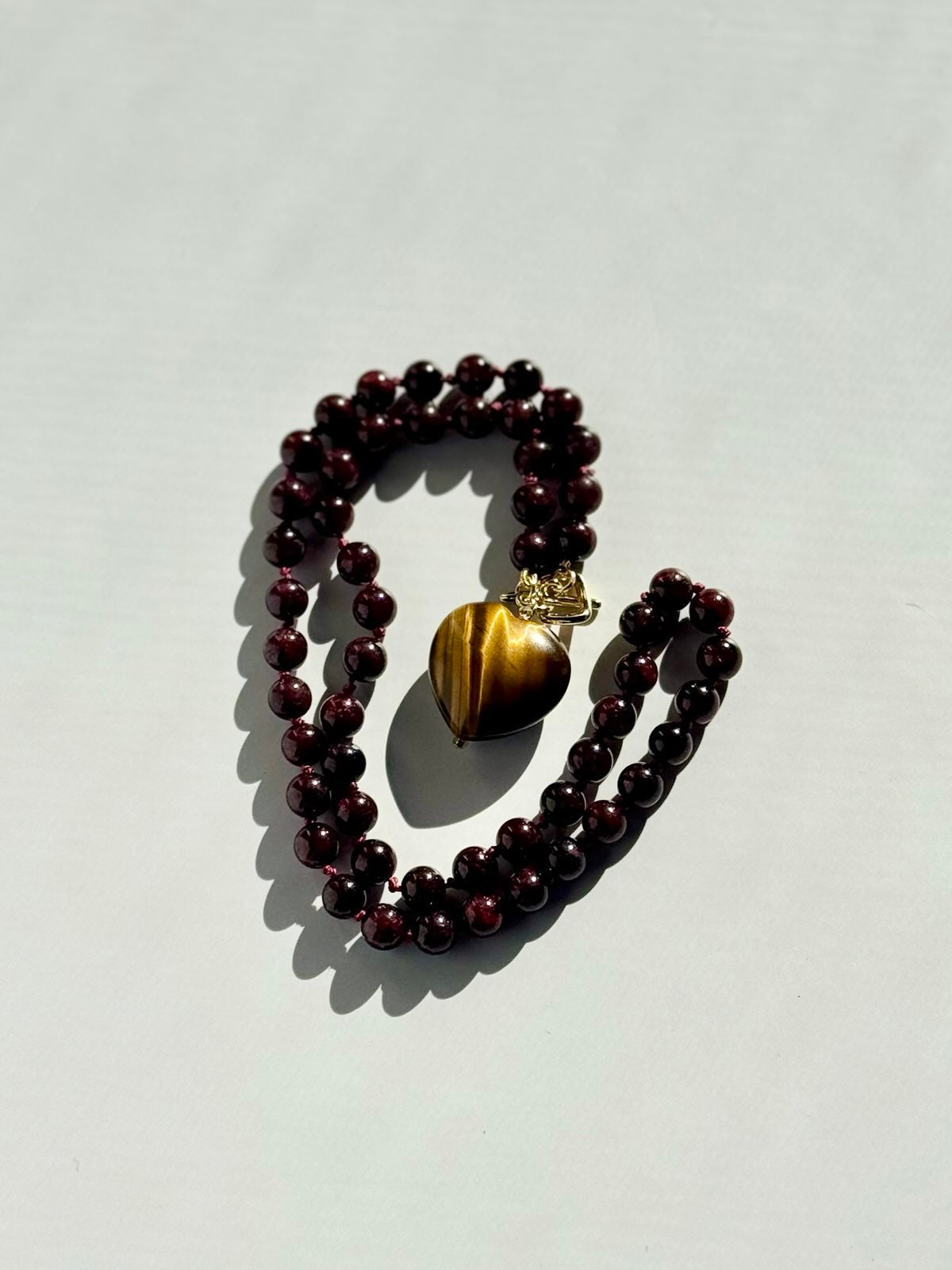 Knotted Garnet & Tiger's Eye Necklace