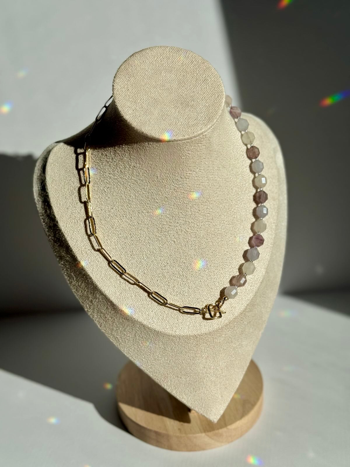Lavender Amethyst, Rose Quartz, & Aquamarine Gemstone Gold-Filled Necklace