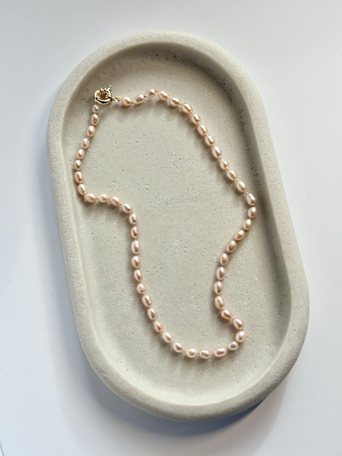 Pink Freshwater Pearl Necklace on Silk