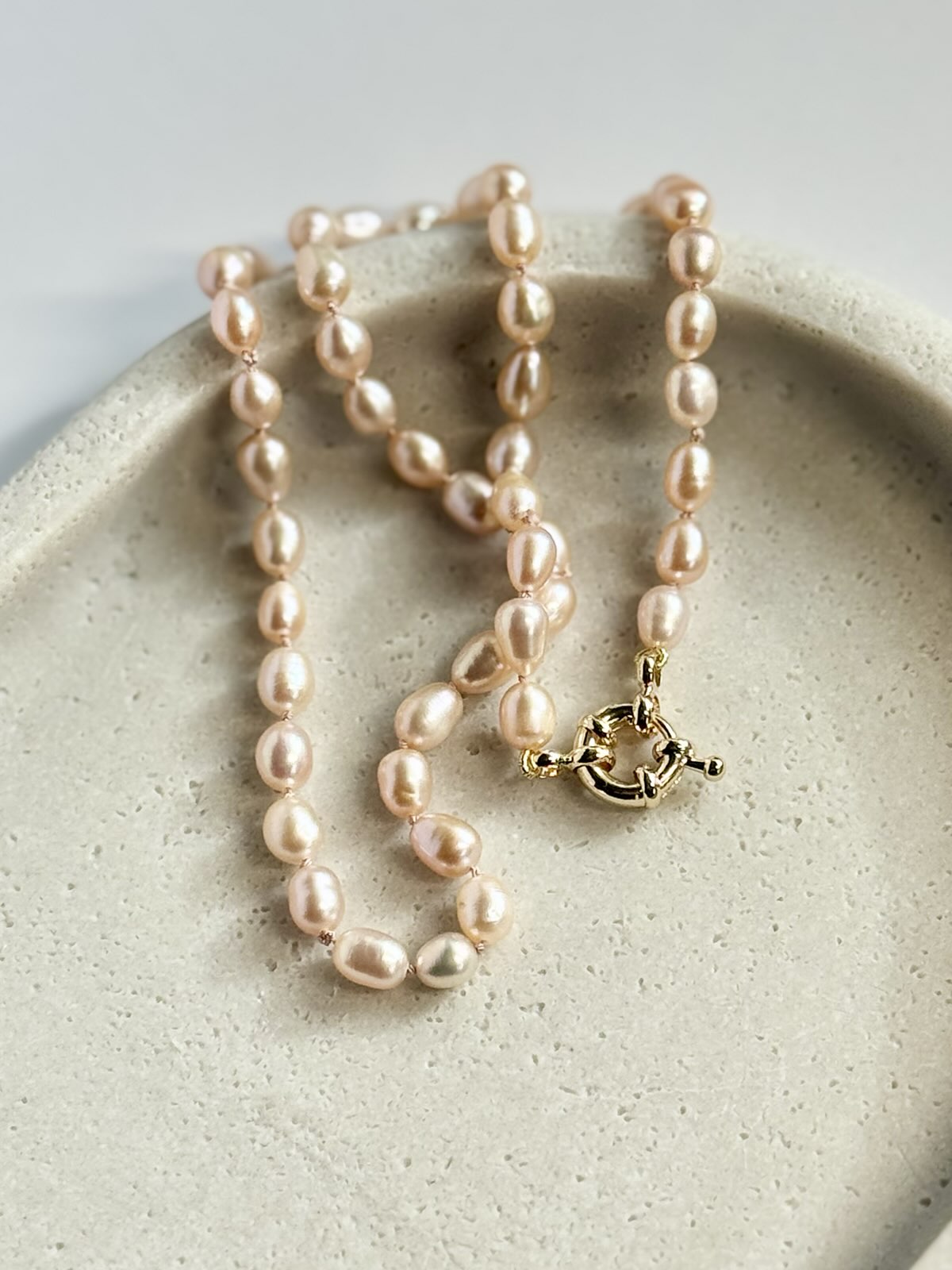 Pink Freshwater Pearl Necklace on Silk