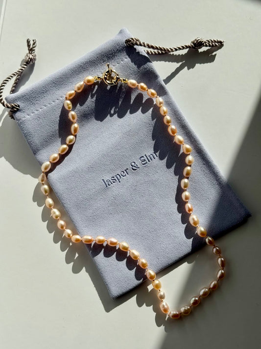 Pink Freshwater Pearl Necklace on Silk