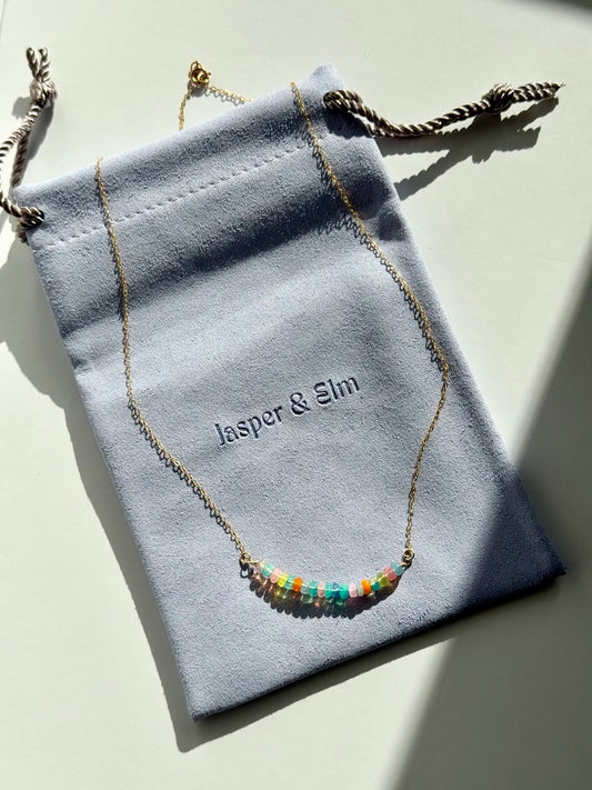 Ethiopian Opal Gold-Filled Bar Necklace