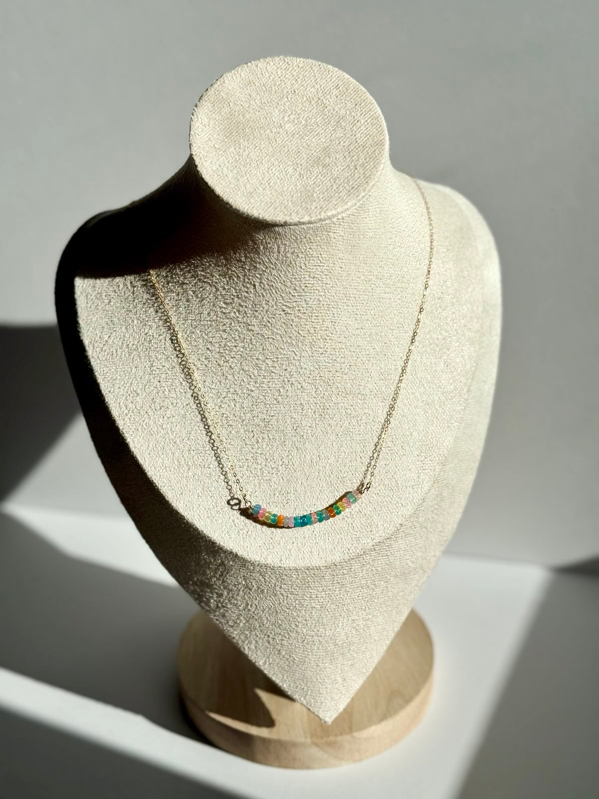 Ethiopian Opal Gold-Filled Bar Necklace