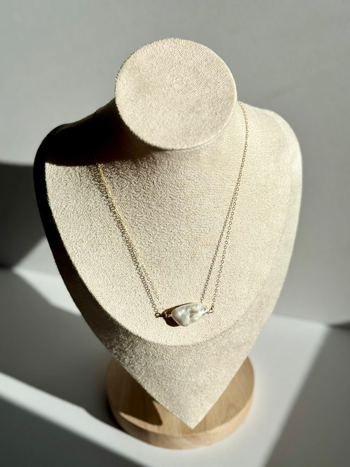 Dainty Biwa Pearl Gold-Filled Necklace