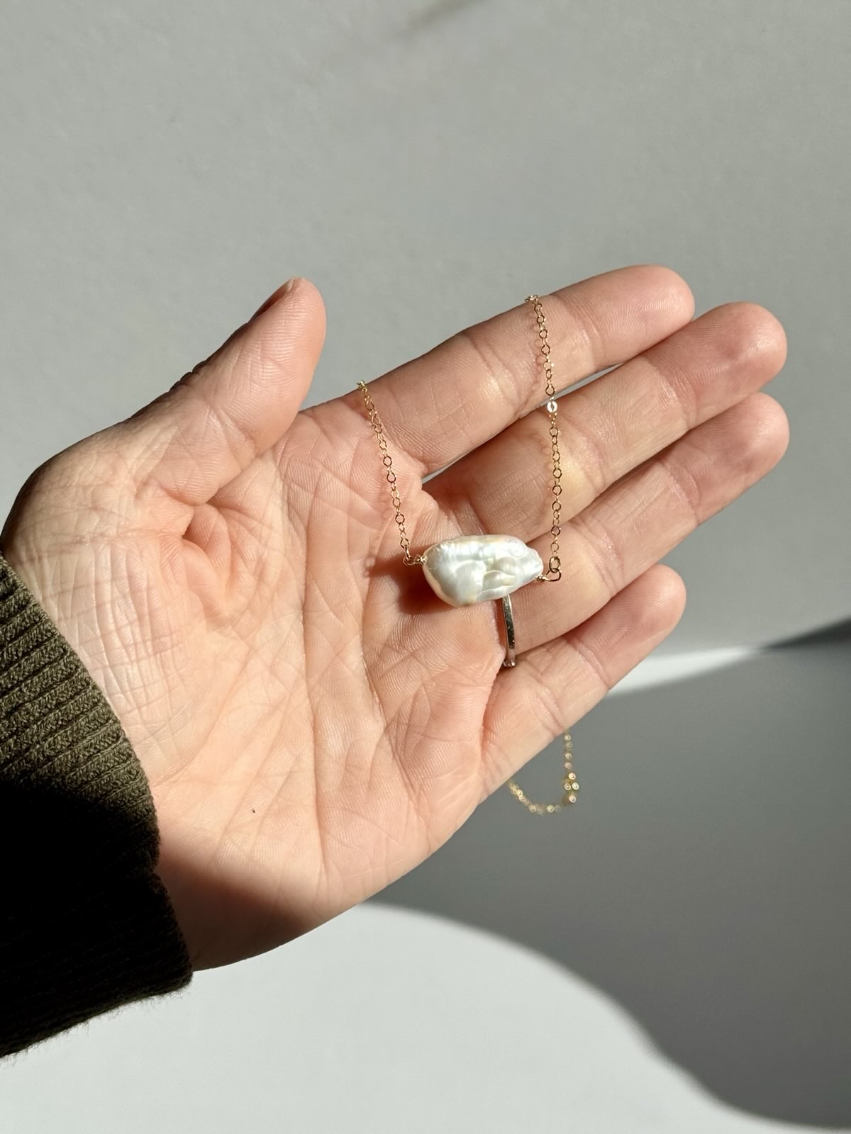 Dainty Biwa Pearl Gold-Filled Necklace