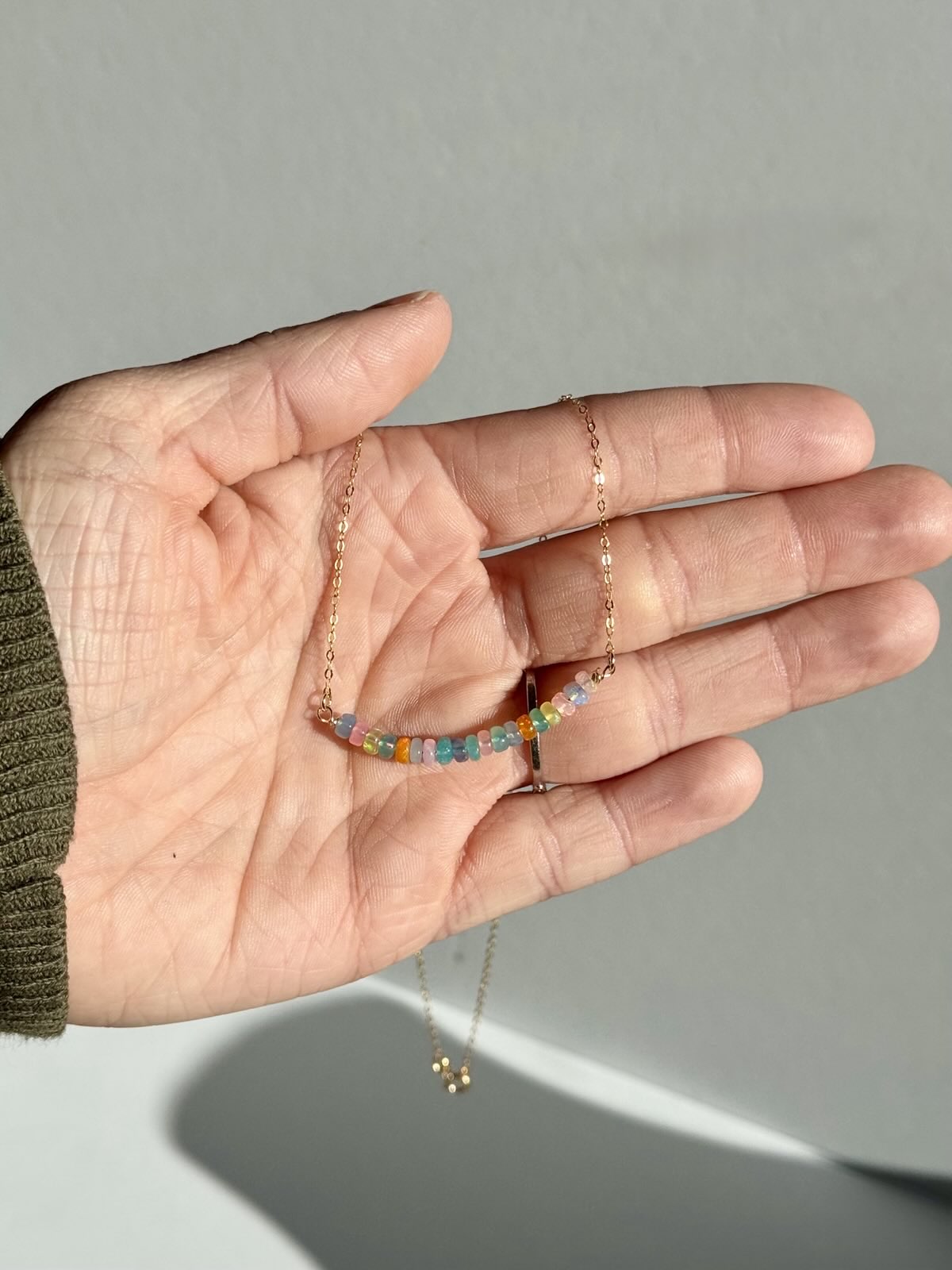 Ethiopian Opal Gold-Filled Bar Necklace