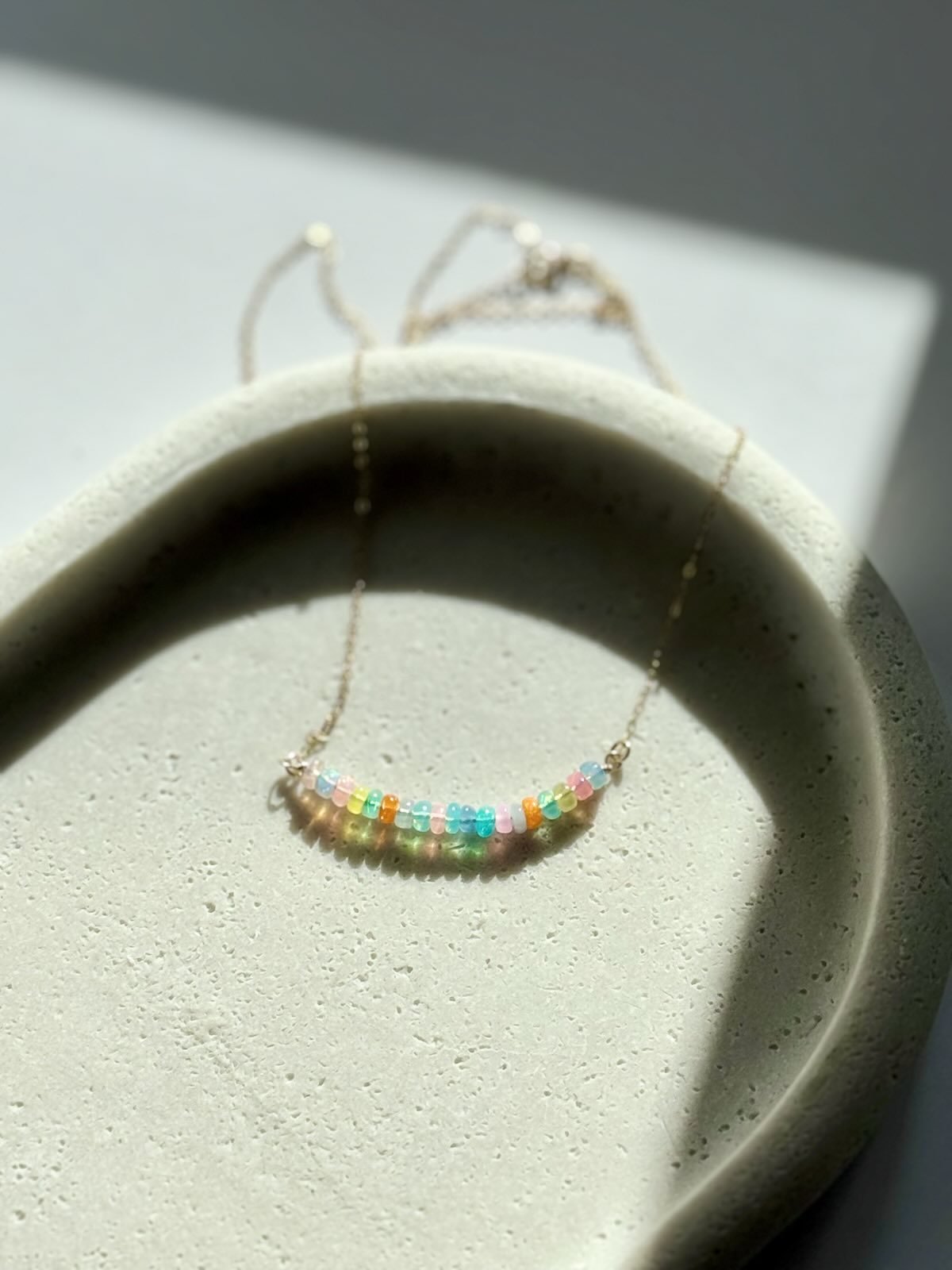 Ethiopian Opal Gold-Filled Bar Necklace