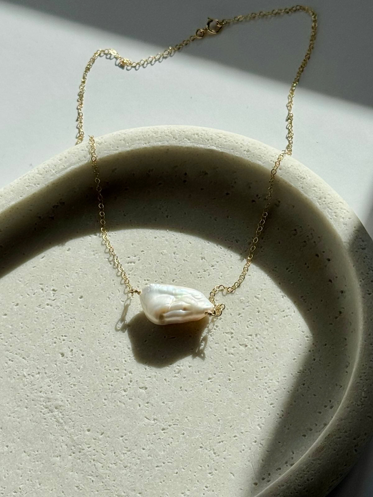 Dainty Biwa Pearl Gold-Filled Necklace