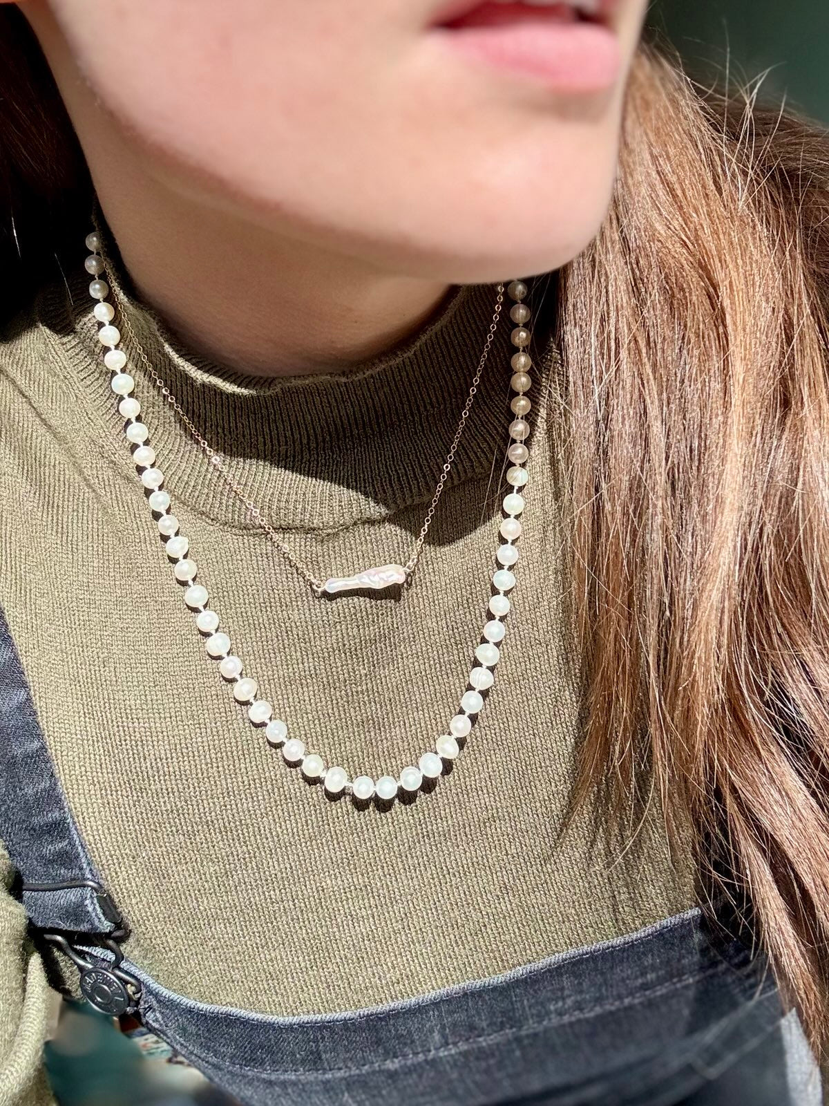 Dainty Biwa Pearl Gold-Filled Necklace