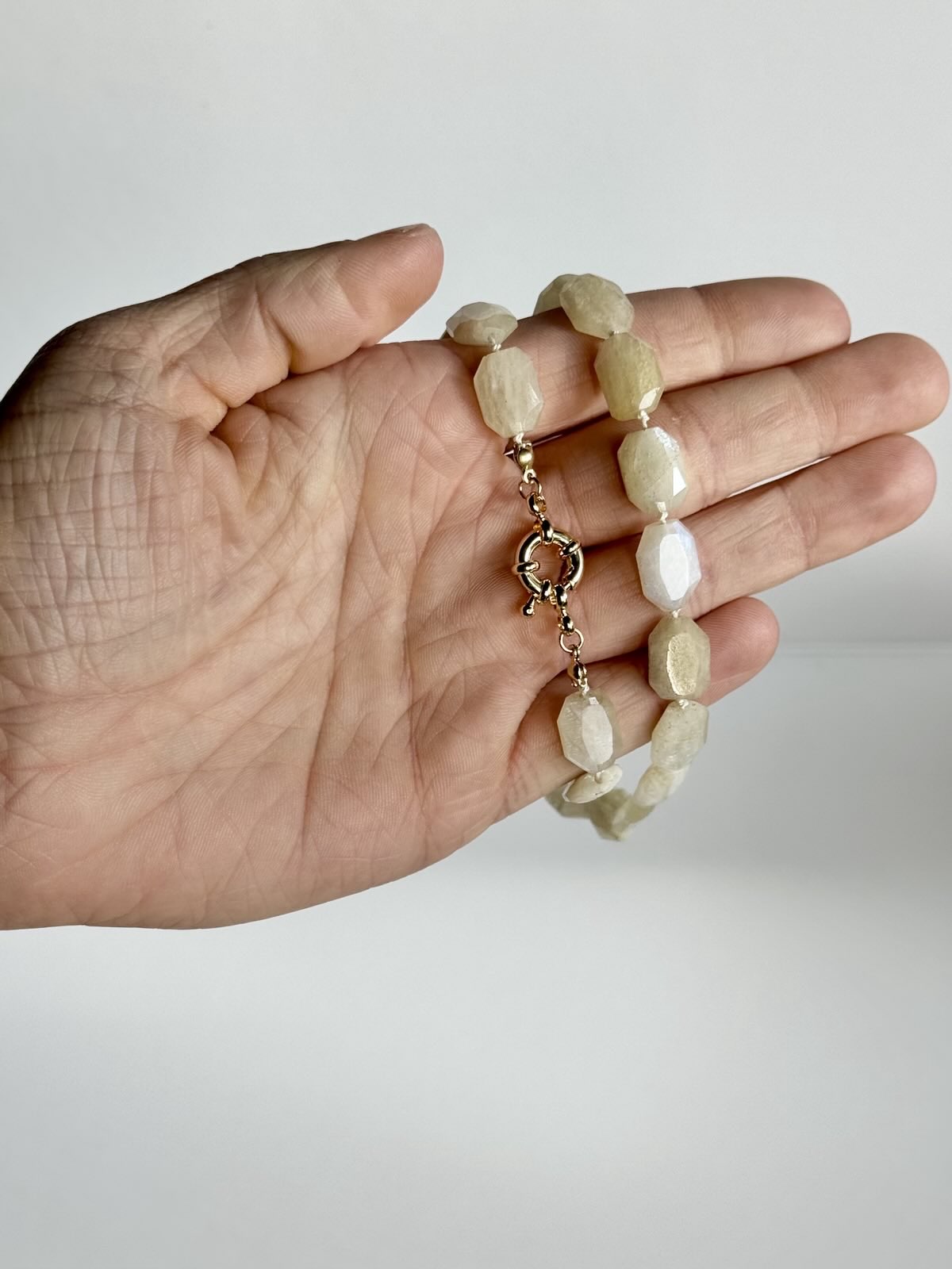 Sunset Blue Moonstone Knotted Necklace & Earring Set | The Art Museum Collection