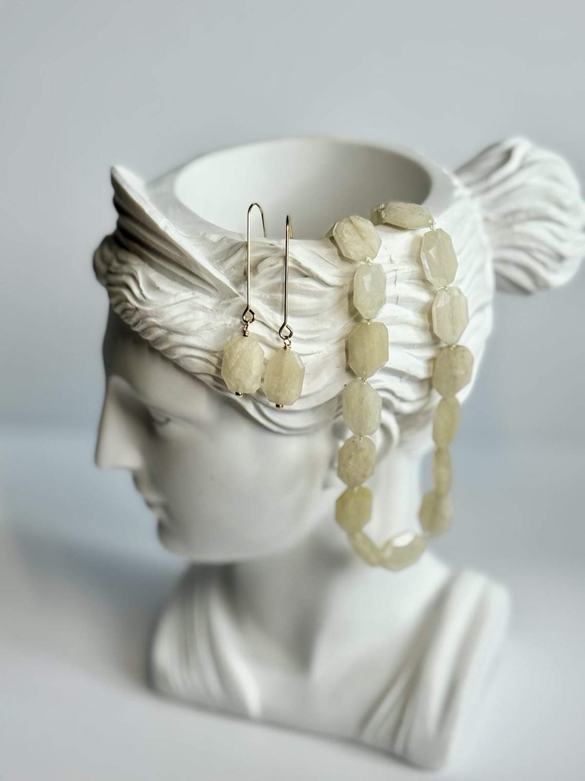 Sunset Blue Moonstone Knotted Necklace & Earring Set | The Art Museum Collection