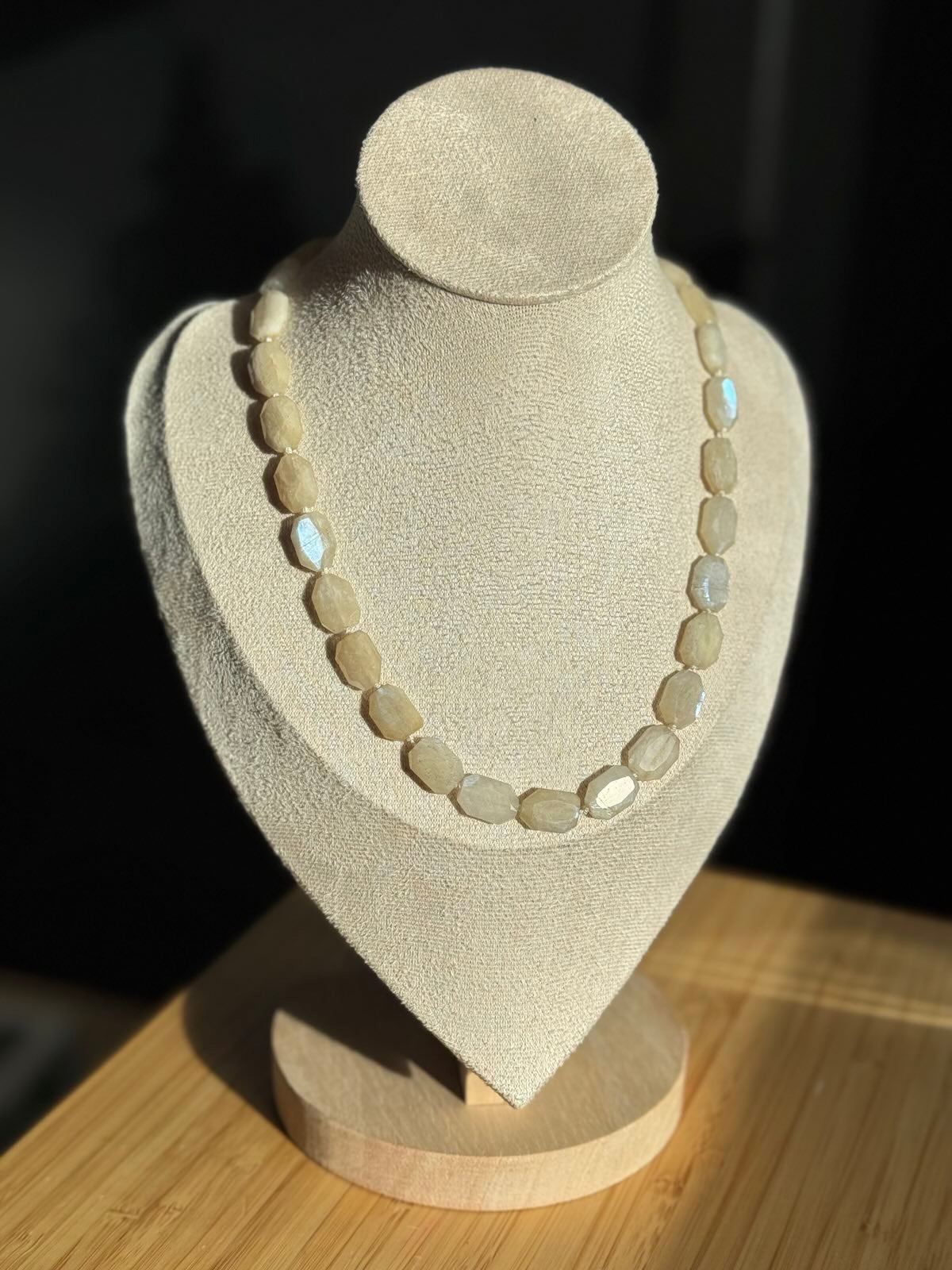 Sunset Blue Moonstone Knotted Necklace & Earring Set | The Art Museum Collection