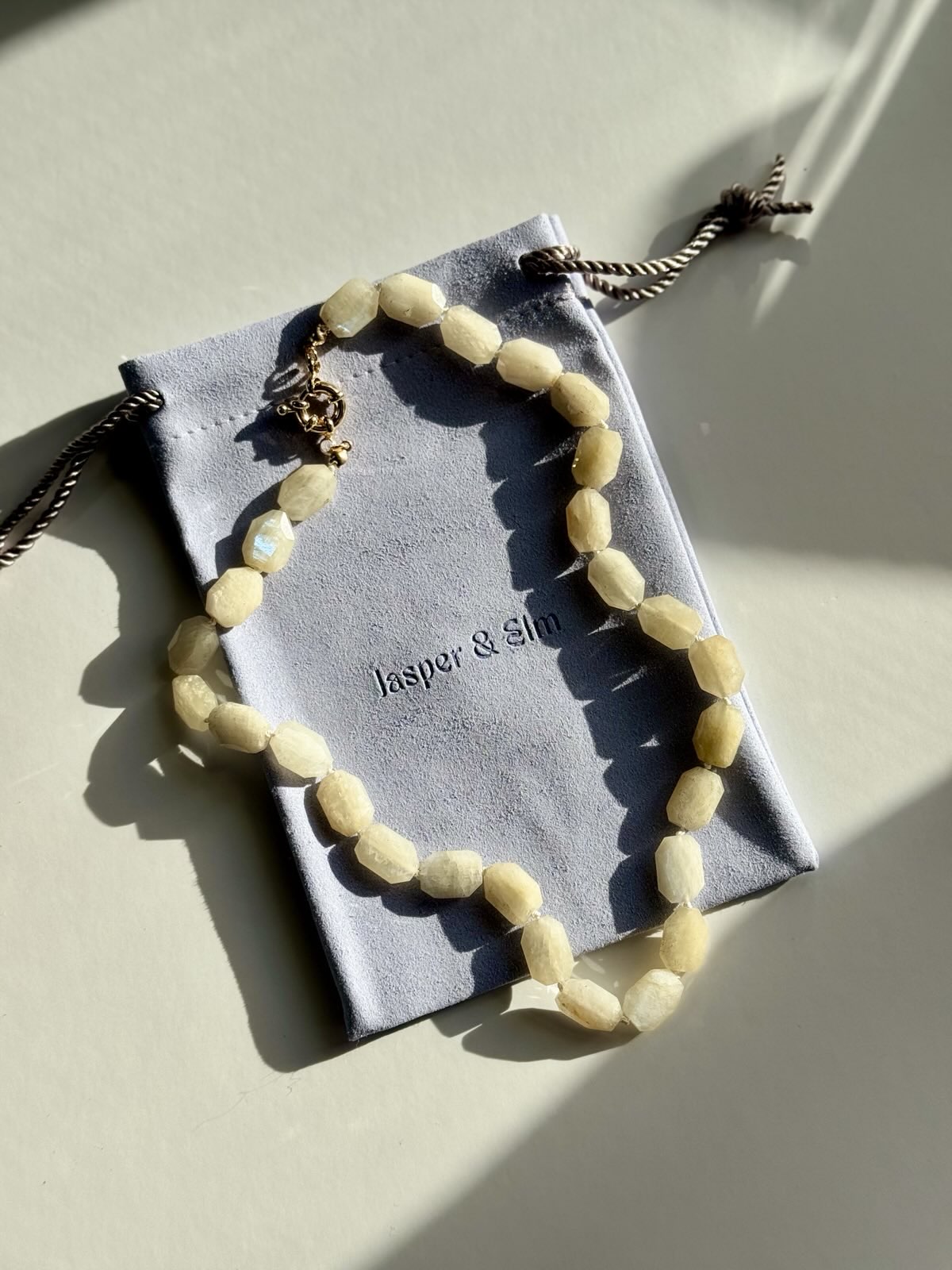 Sunset Blue Moonstone Knotted Necklace & Earring Set | The Art Museum Collection