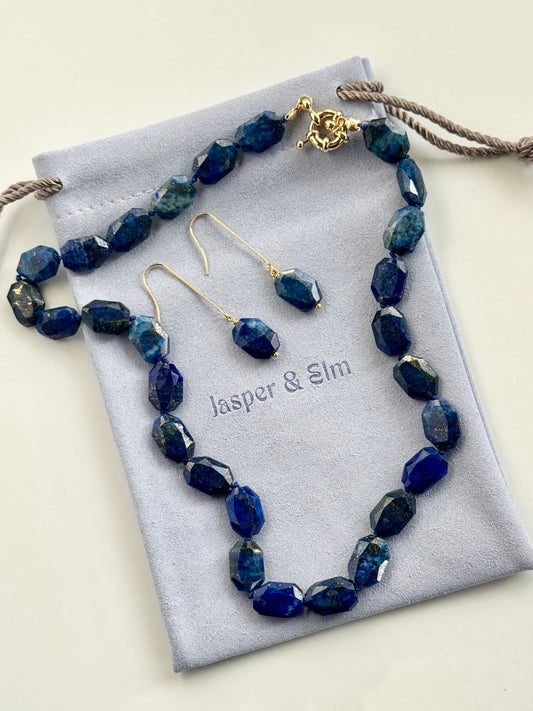 Lapis Lazuli Knotted Necklace & Earring Set | The Art Museum Collection