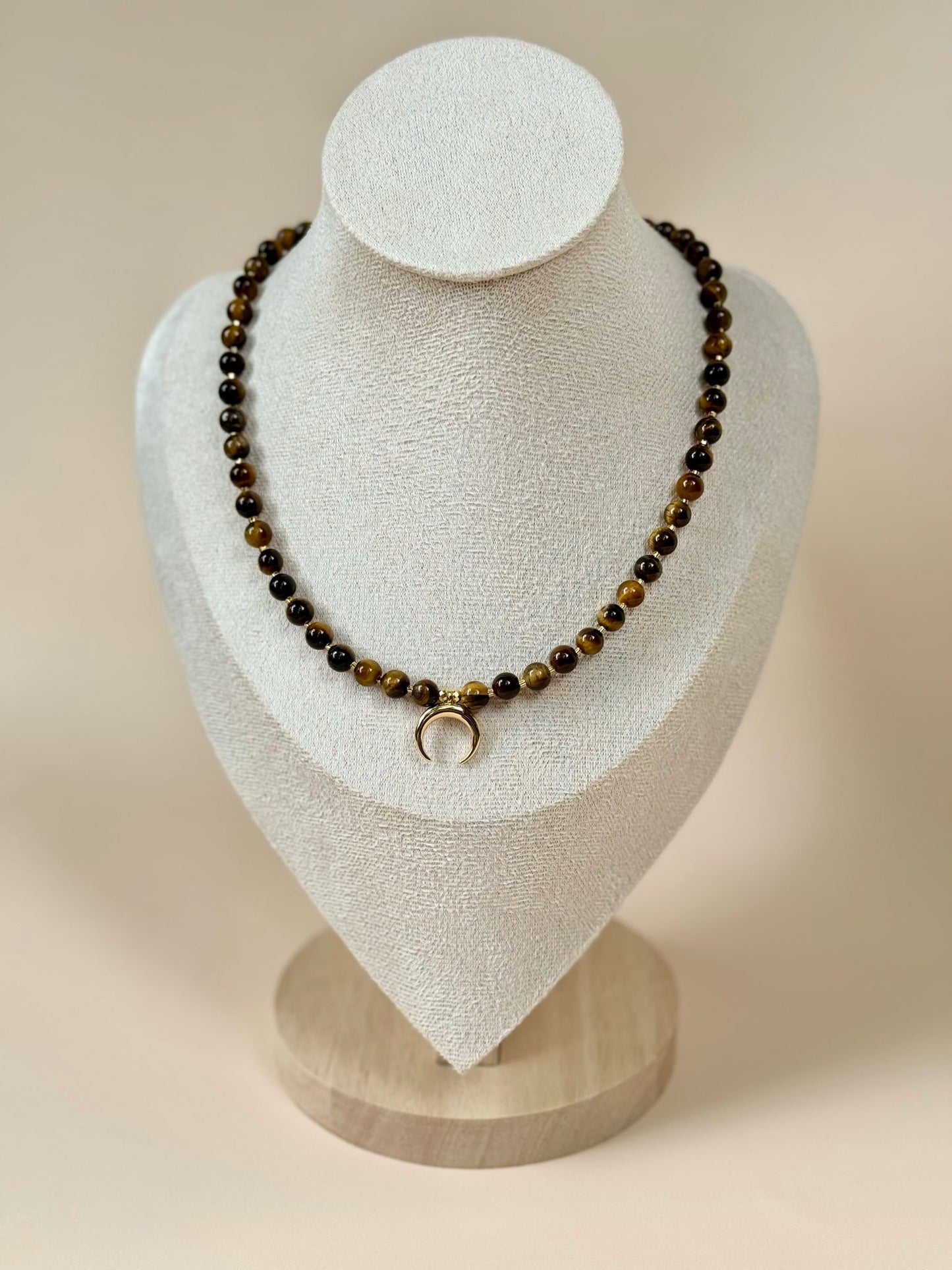 Tigers Eye Moon Charm Necklace