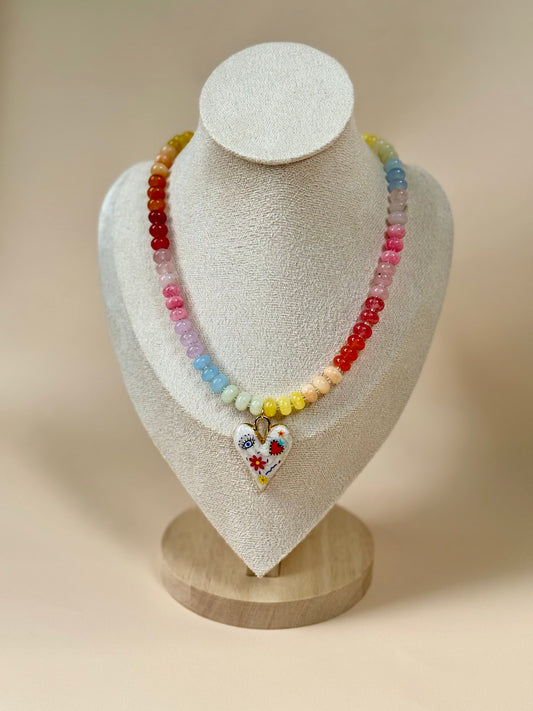 Forbidden Candy Necklace | Sunshine Dreams with Enamel Heart Charm
