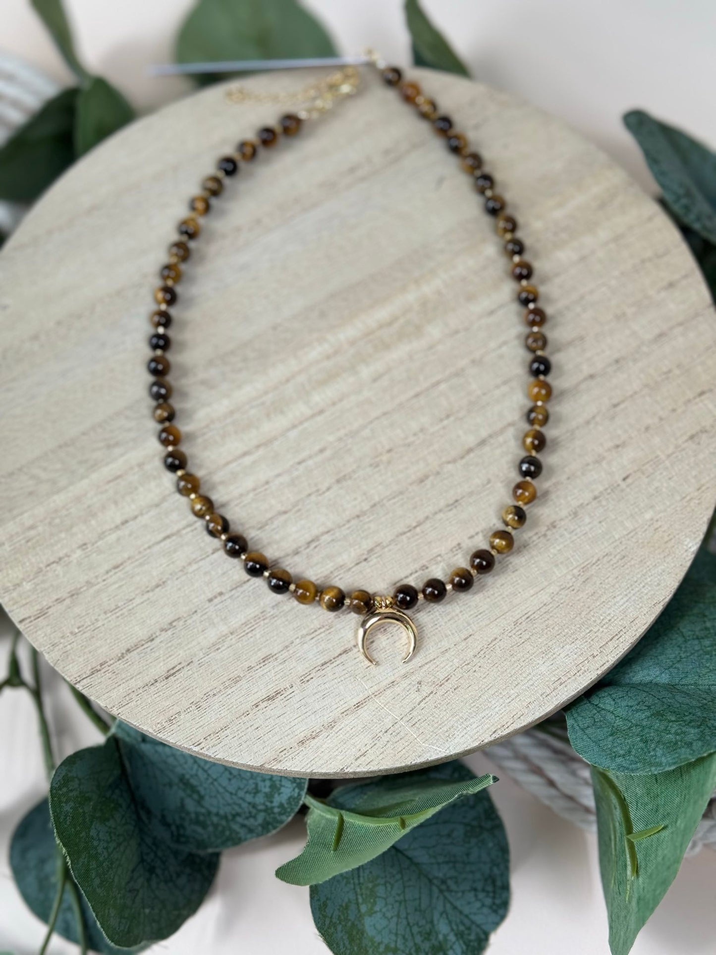 Tigers Eye Moon Charm Necklace