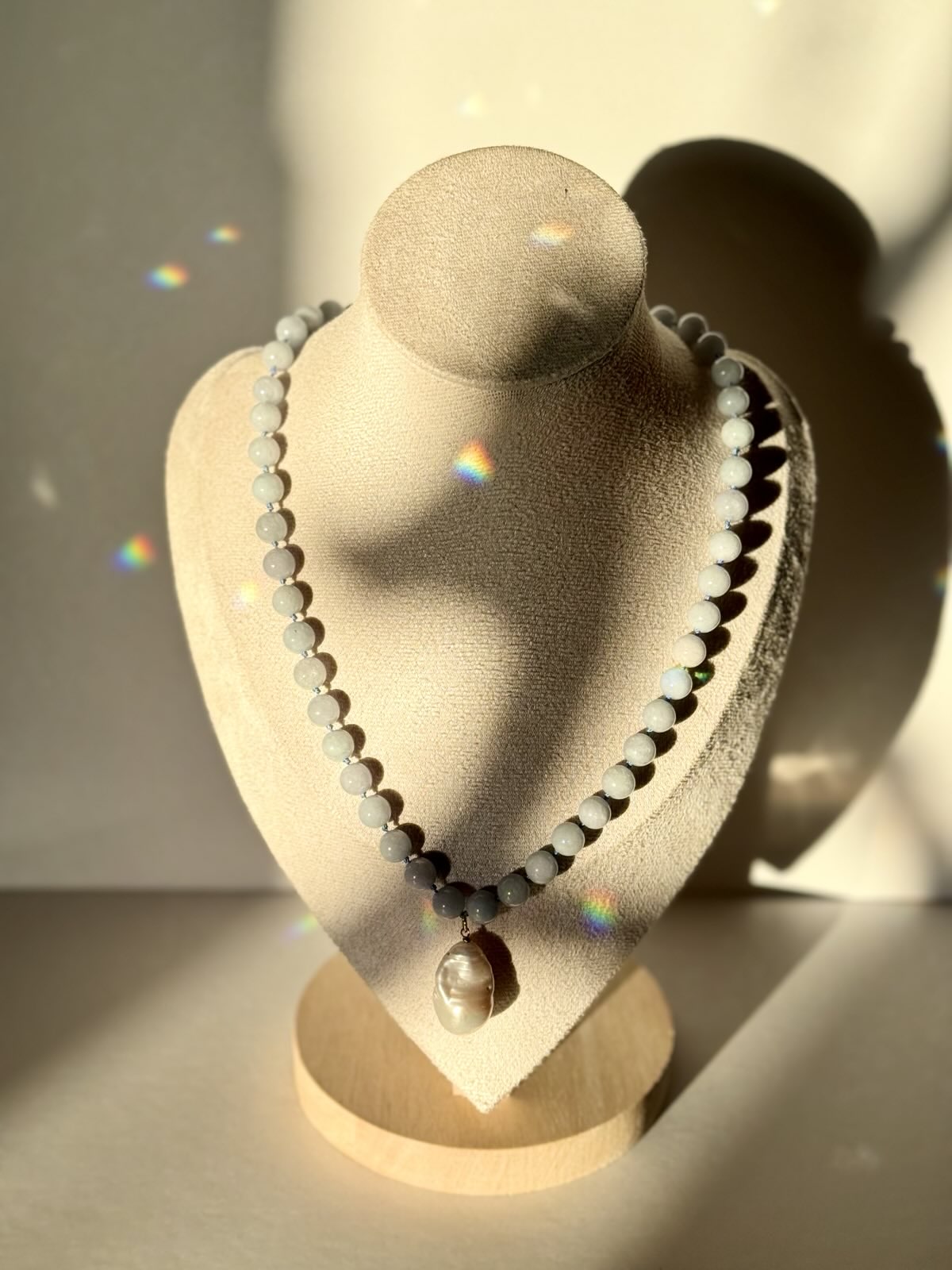 Dyed Jade & Freshwater Pearl Knotted Necklace