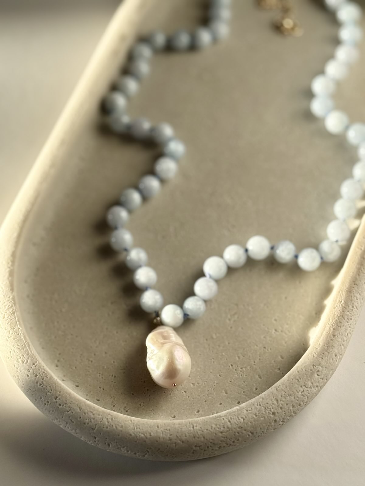 Dyed Jade & Freshwater Pearl Knotted Necklace