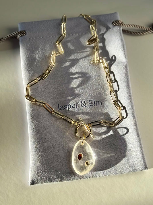 Clear Quartz Charm Toggle Necklace