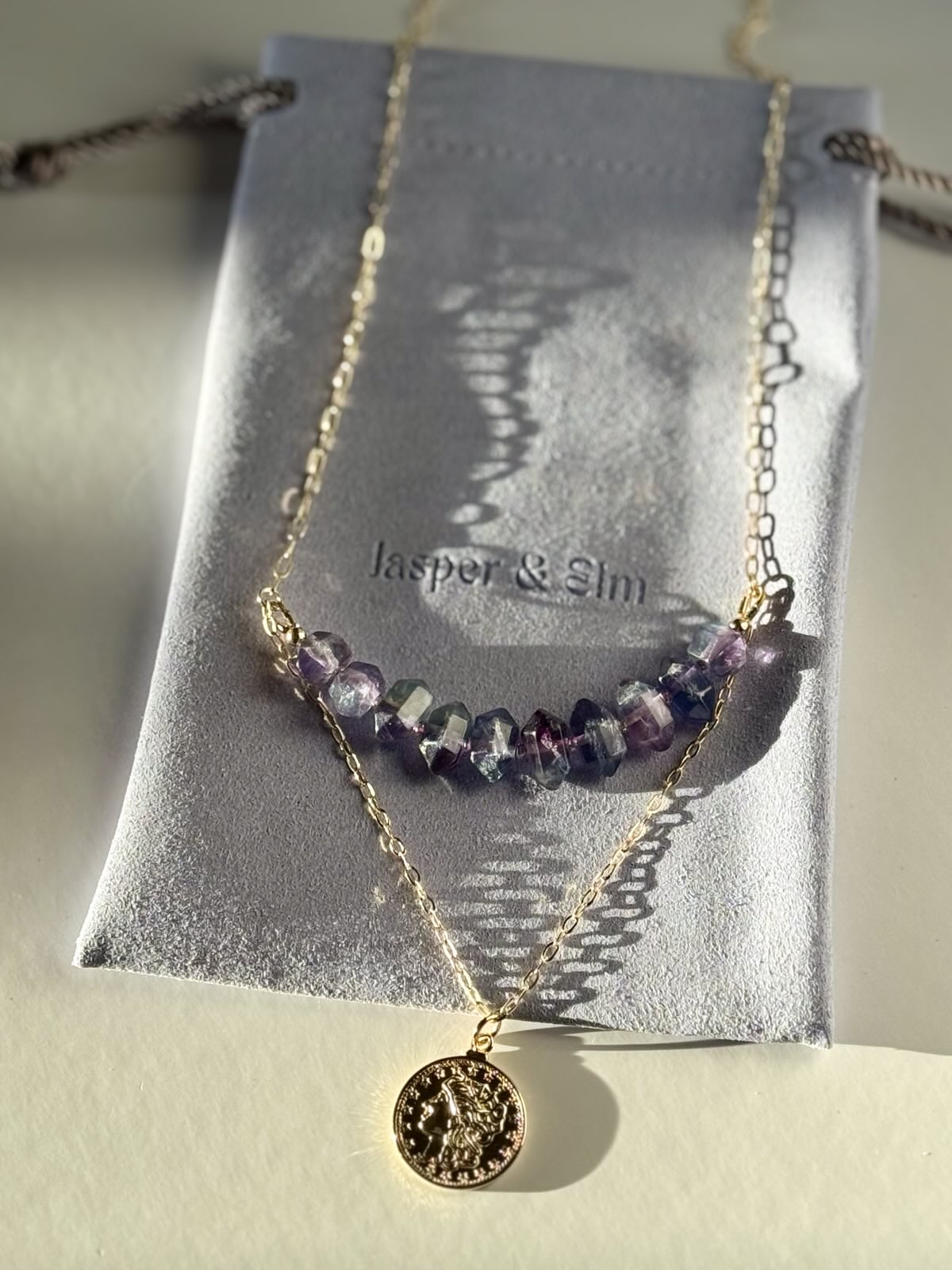Purple Fluorite Layered Gold-Filled Necklace