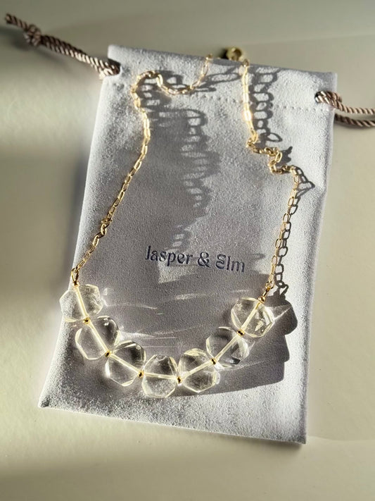 Rock Quartz Gold-Filled Statement Necklace