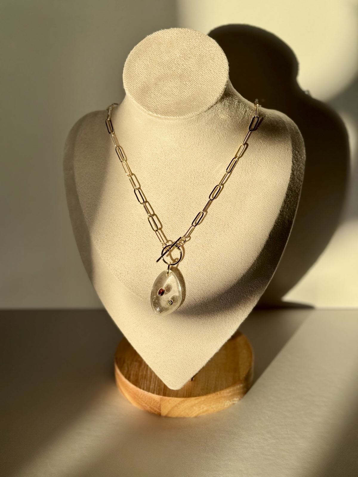 Clear Quartz Charm Toggle Necklace