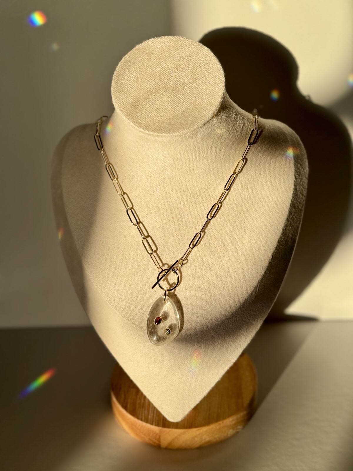 Clear Quartz Charm Toggle Necklace