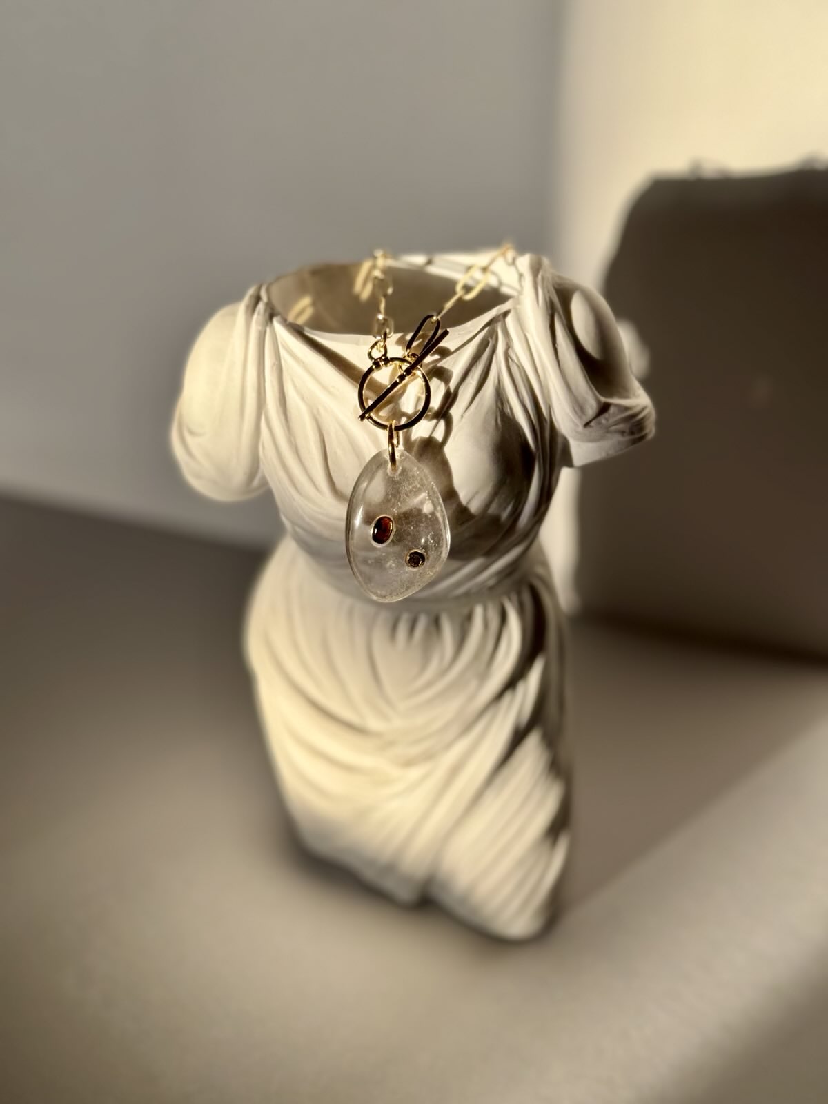 Clear Quartz Charm Toggle Necklace