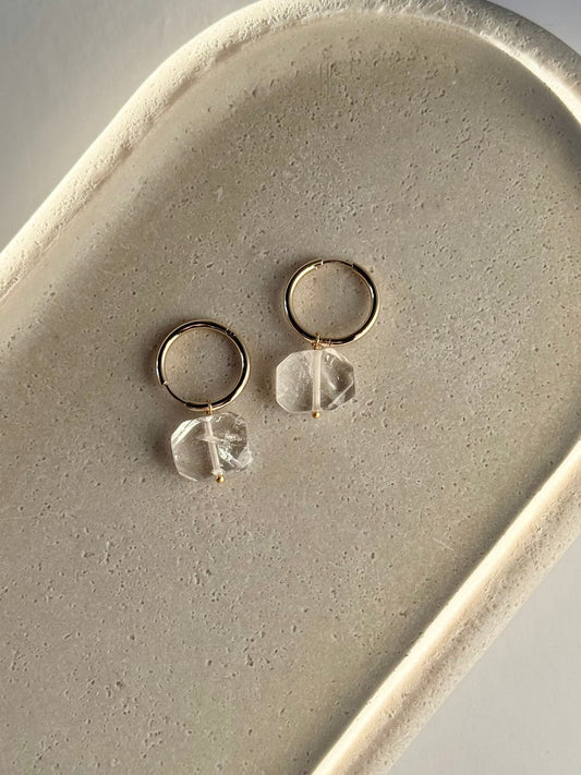 Rock Quartz Hoop Earrings