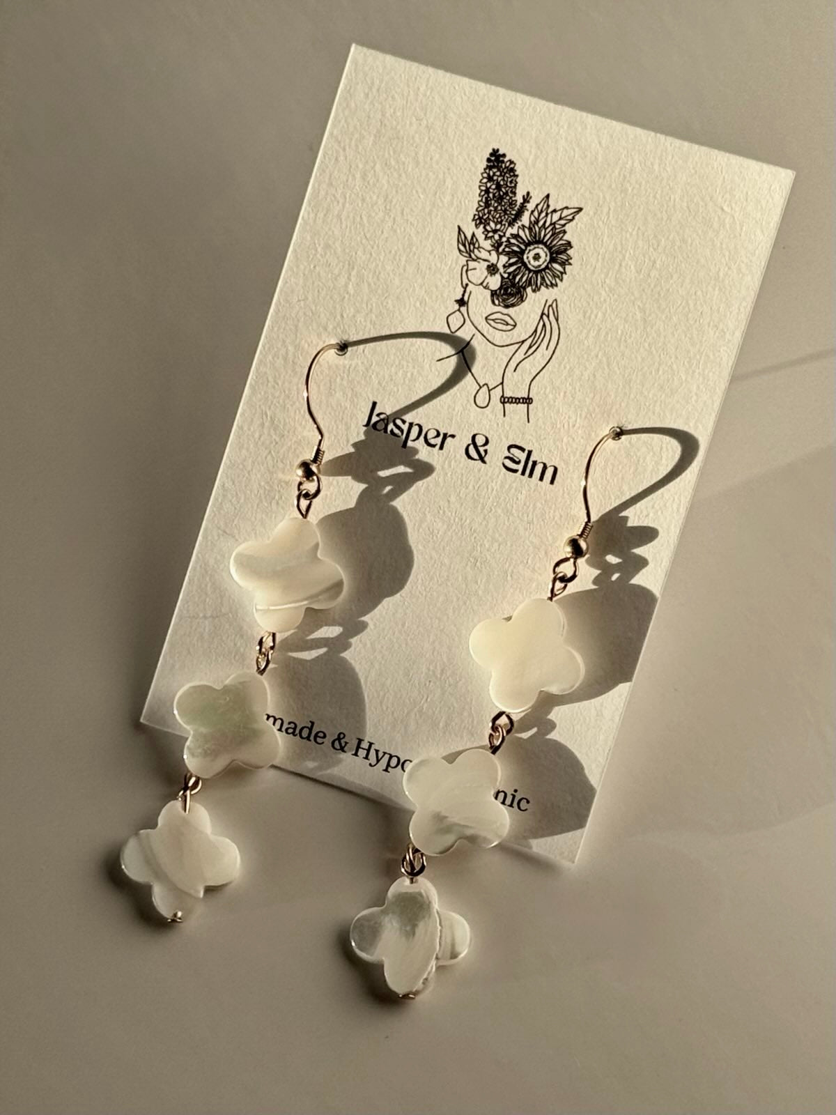 Mother of Pearl Quatrefoil Earrings - Limited Edition