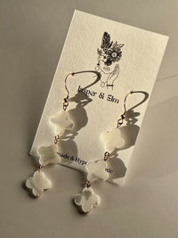 Mother of Pearl Quatrefoil Earrings | Gold Drop Earrings for Women