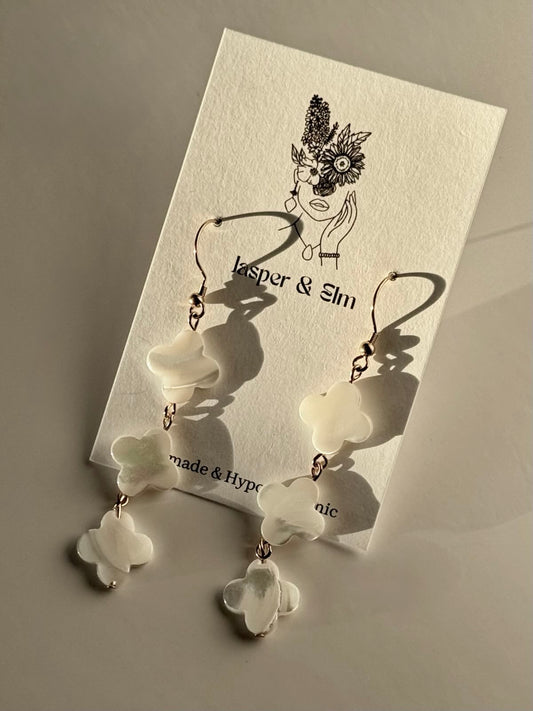 Mother of Pearl Quatrefoil Earrings - Limited Edition