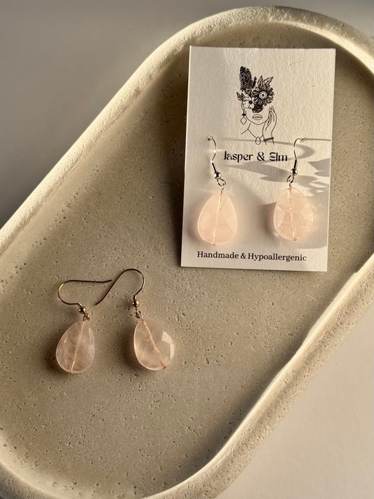 Rose Quartz Teardrop Earrings