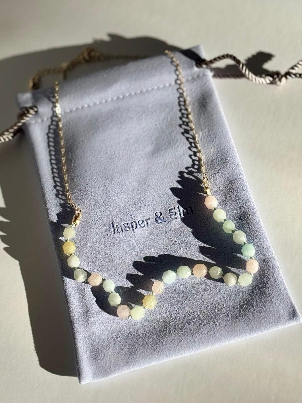 Morganite Gold-Filled Silk Knotted Necklace